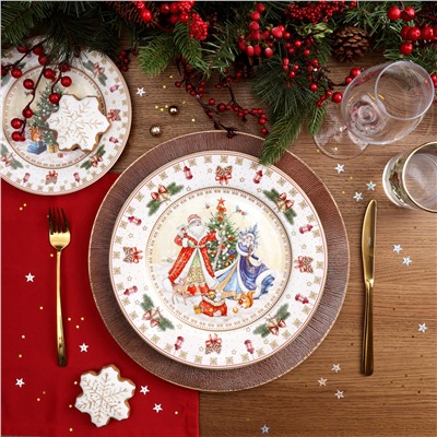 НАБОР ТАРЕЛОК ОБЕДЕННЫХ LEFARD "ДЕД МОРОЗ И СНЕГУРОЧКА"  2 ШТ. 27 СМ (КОР=9НАБ.)