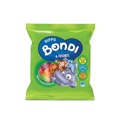 «HIPPO BONDI & FRIENDS», мармелад жевательный с соком ягод и фруктов, 30 г