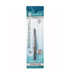 Zinger Пинцет для бровей скошенный / Classic B 166 S SH, ручная заточка, 90 мм, серебристый глянцевый