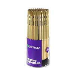 Карандаш ч/г Berlingo "Pure Gold" HB, черное дерево, трехгранный, заточен.