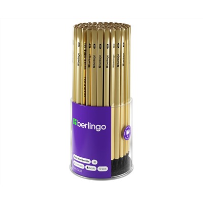 Карандаш ч/г Berlingo "Pure Gold" HB, черное дерево, трехгранный, заточен.