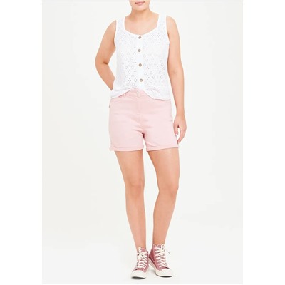 Broderie Button Front Vest Top