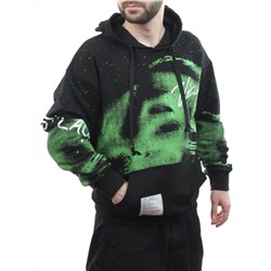 2626 BLACK/GREEN Толстовка мужская (75% хлопок, 20% полиэстер, 5% спандекс)