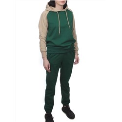 NOE103 BEIGE/GREEN Костюм спортивный женский (хлопок 90%, полиэстер 10%)