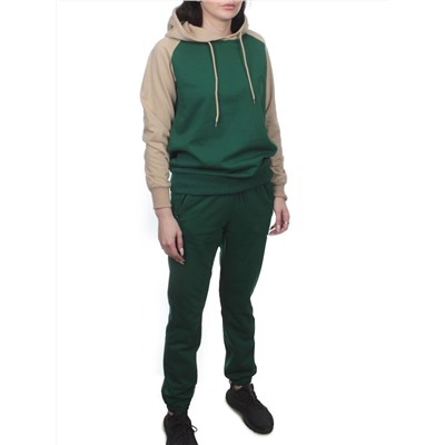 NOE103 BEIGE/GREEN Костюм спортивный женский (хлопок 90%, полиэстер 10%)