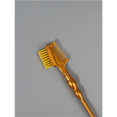 Щёточка для макияжа ресниц и бровей, 2в1, 18.5 см, золотистый