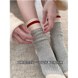 Cotton Japanese brand retro colored woolen knee socks for men and women, mid-length