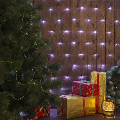 Гирлянда «Сеть» 1.6 × 1.6 м, IP20, тёмная нить, 144 LED, 8 режимов, 220 В, свечение белое