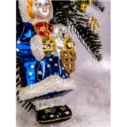 Елочная игрушка стеклянная декорированная "Девочка с собачкой"