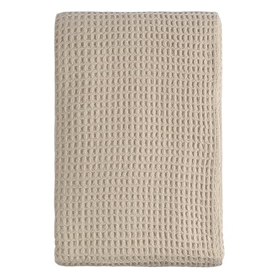 Плед из шерсти бежево-серого цвета из коллекции Essential, 130х180 см