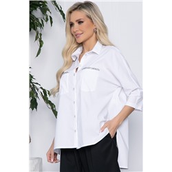 Рубашка с блестками на карманах Алтика (белая) Б10636