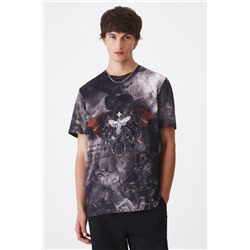 T-shirt bawełniany męski wzorzysty  kolor multicolor