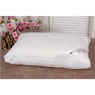 Подушка "ШЕЛК" тик на молнии леб.пух,атл.кант,лента,сумка(Н)