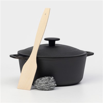 Кастрюля Wild Kitchen, 3 л, d=22 см, лопатка и губка в комплекте, чугун