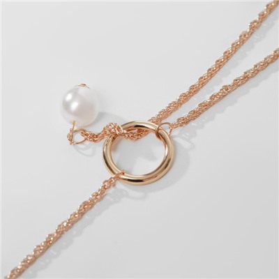 Кулон на цепочке «Эстетика», на кольце, белый в золоте, L=65 см