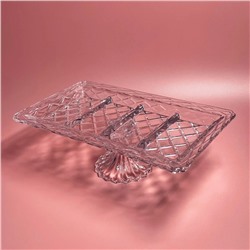 588-696 Прямоугольная менажница 37,2х22,5х12,5см на ножке в под.уп.(х6)Стекло