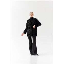 Пальто женское демисезонное 25520 (черный/тедди)