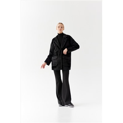 Пальто женское демисезонное 25520 (черный/тедди)