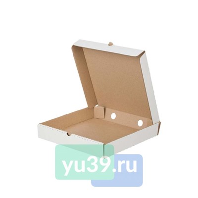 Коробка для пиццы, картонная, 300*300*40мм, профиль, цвет белый/бурый