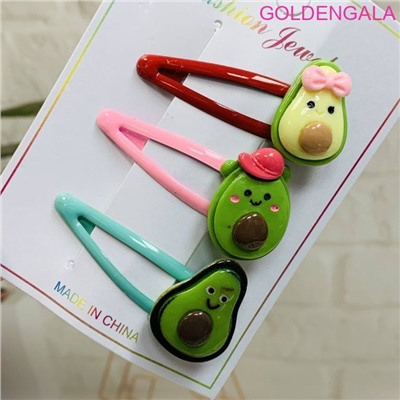 Набор детских зажимов АВОКАДО для волос "Тик-так" 3 шт микс ТК5