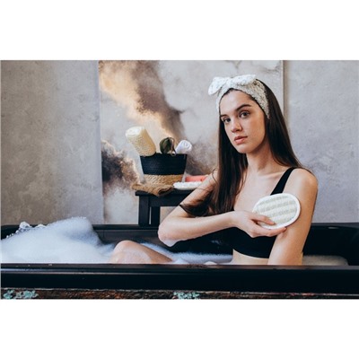 Мочалка для тела детская натуральная Доляна, с резинкой, 11.5×8 см, цвет МИКС