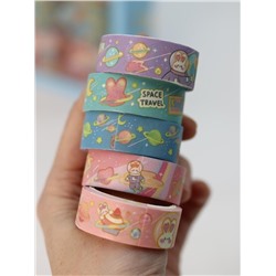 Набор декоративного скотча 5 шт. "Space bunny", purple, шоу-бокс 12 шт.