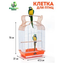 Клетка для птиц Bd-3/1o, раскрывающаяся крыша, 47,5 х 37 х 70 см, оранжевая