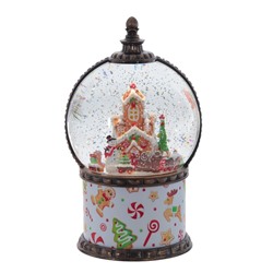 GAEM Фигурка декор в шаре "Пряничный дом" (подсвет, муз, вьюга, движ, AAх3 н/п +USB 100 см), L13 W13 H21