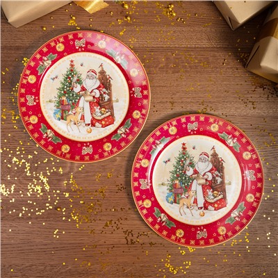 НАБОР ТАРЕЛОК ОБЕДЕННЫХ LEFARD "ДЕД МОРОЗ" 2 ШТ. 27 СМ КРАСНЫЙ (КОР=9НАБ.)