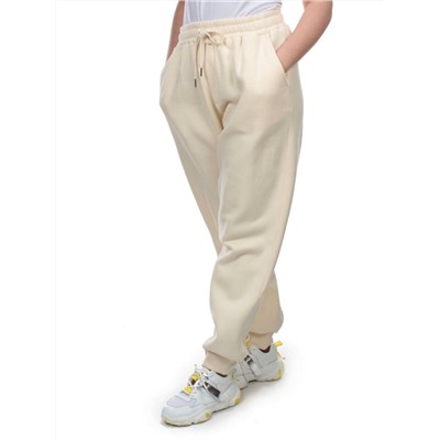 M075 BEIGE Брюки спортивные женские на флисе (100% хлопок) 7986