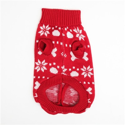 Свитер «Косточки-снежинки», размер 10 (ДС 23-26, ОГ 28-35, ОШ 18-22 см), красный