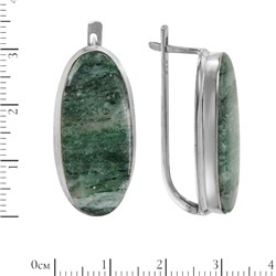 Серьги 'Пуща' с моховым агатом, родий ИВСК31115-34АГ2R6