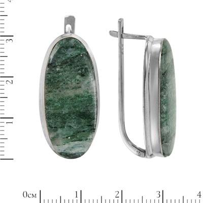 Серьги 'Пуща' с моховым агатом, родий ИВСК31115-34АГ2R6