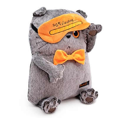 Мягкая игрушка "Кот-подушка в маске для сна" (32 см)