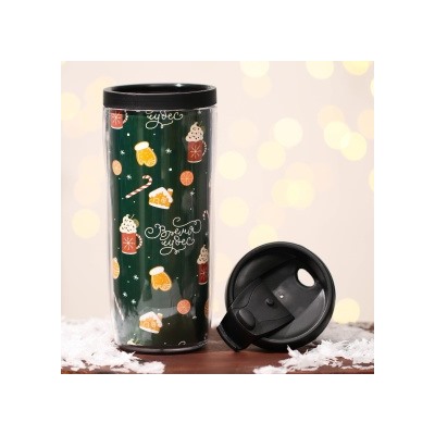 9719643 Термостакан новогодний пластиковый «Время чудес» (350 мл)