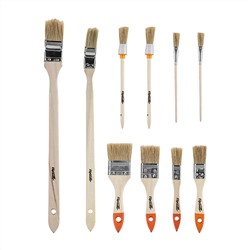 Набор кистей, 10 шт, Плоские: 3/4" (20 мм), 1" (25 мм), 1 1/2" (38 мм), 2" (50 мм), радиаторные: 1" (25 мм), 1 1/2" (38 мм), круглые: №1 (15 мм), №2 (20 мм, для декора: №8, №11. Sparta