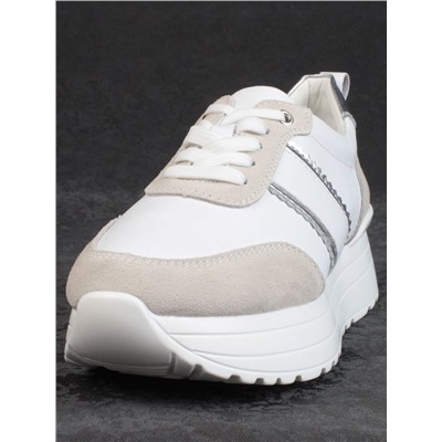 05-PDE40-2 WHITE/BEIGE Кроссовки женские (натуральная кожа, натуральная замша)