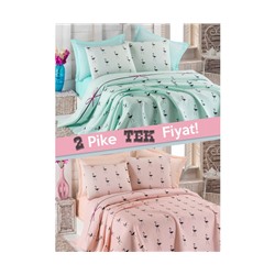 200x235 см. 2 сп. Евро 2 шт. Покрывало Вафельное Flamingo Pudra-Mint