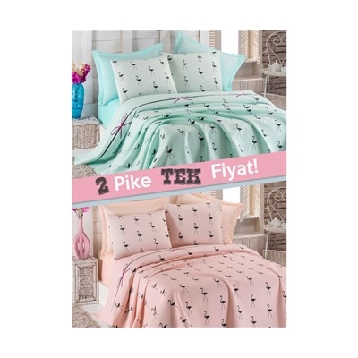 200x235 см. 2 сп. Евро 2 шт. Покрывало Вафельное Flamingo Pudra-Mint