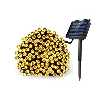 Гирлянда на солнечной батарее 100 LED, 11.5 метров. Желтый