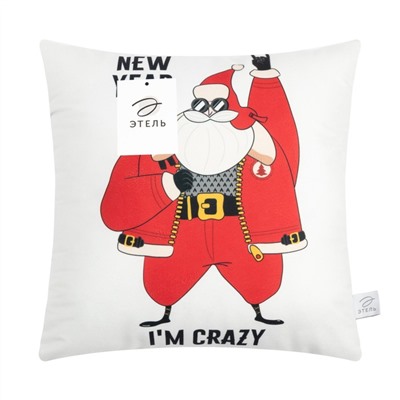 Подушка декоративная новогодняя Этель «Crazy», 40х40 см, 100% п/э, велюр