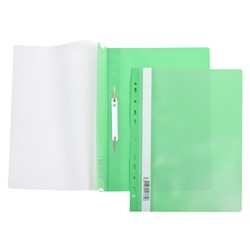 Скоросшиватель А4 пластик с перфорацией Hatber 140/180мкм Зеленый AS4_00204/10/Россия