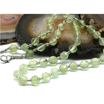 Бусы из Пренита шарик с гранями 7мм, 47см, 26,1г