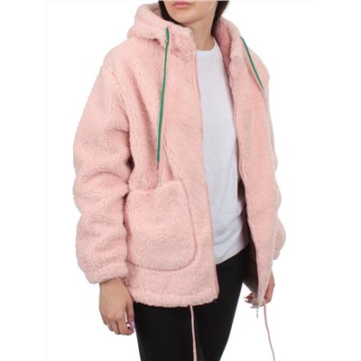 1008 PINK Куртка плюшевая демисезонная (65% хлопок, 35% полиэстер) оверсайз 46-54
