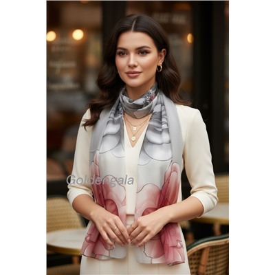 Шарф шифоновый с цветочным рисунком 3D Арт М52/15