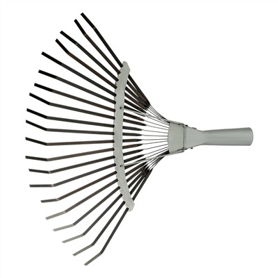 Грабли веерные стальные, 385 мм, 20 плоских зубьев, оксидированные, без черенка, Сибртех