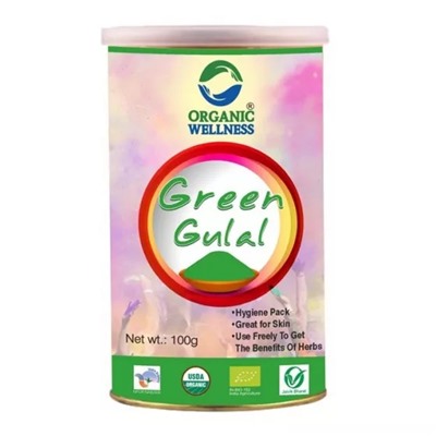 Гулал: зеленая краска для Холи (100 г), Green Gulal, произв. Organic Wellness