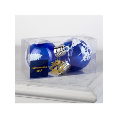 Набор ёлочных шаров «Зимний пейзаж», 2 шт., d=8 см, 1 LED, от батареек, свечение RGB