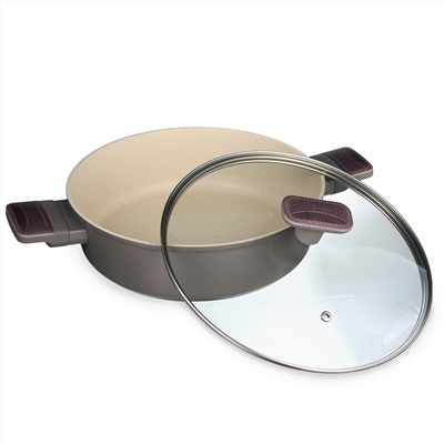 СОТЕЙНИК СО СТЕКЛ. КРЫШКОЙ И АНТИПРИГАРНЫМ ПОКРЫТИЕМ PFLUON MARBLE, 26*7,5 СМ