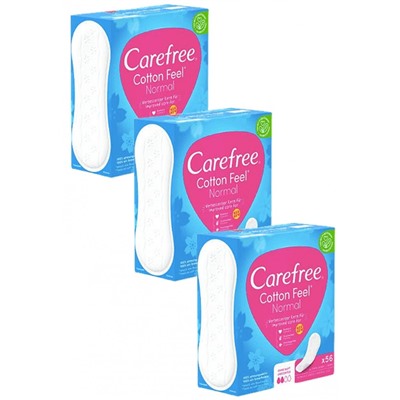 Carefree Slipeinlage Cotton Feel Normal 56 St, Прокладки ежедневные Cotton Normal 56 шт, 3 упаковки (168 шт)